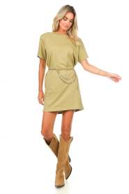 Notes Du Nord |  T-shirt dress with shoulder pads Dominic | green  | Picture 3