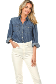Dante 6 :  Denim blouse with puff sleeves Percey | blue - img5