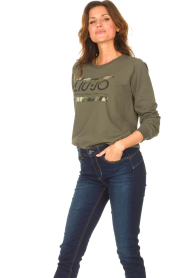 Liu Jo Easywear |  Sweater with logo Seva | green  | Picture 4