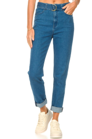 Dante 6 | Paperbag jeans met tailleriem Milly | blauw   | Afbeelding 6