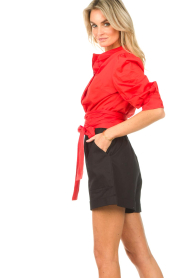 Kocca |  Blouse with tie belt Dakari | red  | Picture 5