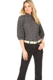 Lollys Laundry |  Blouse with print Bobby | black and white  | Picture 4