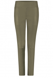 Ibana |  Stretch leather pants Colette | olive