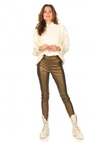 Knit-ted :  Faux leather leggings Amber | metallic - img3