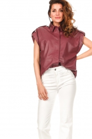 Ibana :  Leather blouse Tirona | cherry - img5