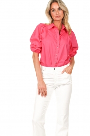 Silvian Heach |  Pleated blouse with puff sleeves Afus | pink  | Picture 5