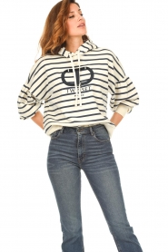 Twinset |  Striped hoodie with logo print Jenna | natural  | Picture 5