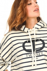 Twinset |  Striped hoodie with logo print Jenna | natural  | Picture 8