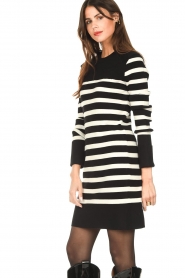 Twinset |  Striped knitted dress Emma | black  | Picture 6