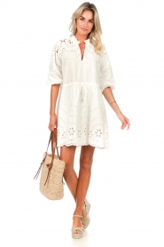 Silvian Heach :  Dress with broderie details Combee | natural - img3