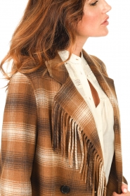 Twinset |  Checkered coat with fringes Nova | brown  | Picture 9