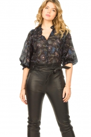Magali Pascal |  Blouse with print Isabell | black  | Picture 5