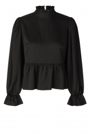 Notes Du Nord |  Satin top with ruffles Belize | black  | Picture 1