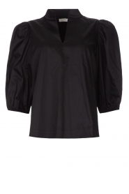 Notes Du Nord |  Poplin top with puff sleeves Brianna | black  | Picture 1