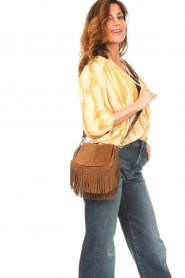 Gianni Chiarini |  Suede shoulder bag Helena | camel  | Picture 2