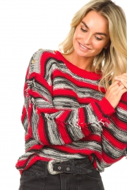 Twinset |  Knitted sweater with striped print Nida | red   | Picture 6