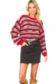 Twinset |  Knitted sweater with striped print Nida | red   | Picture 2