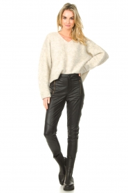 Twinset |  Faux leather pants with details Homer | black  | Picture 3