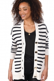 Be Pure :  Striped cardigan Mae | black & white - img2