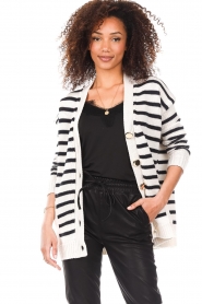 Be Pure :  Striped cardigan Mae | black & white - img5