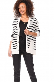 Be Pure :  Striped cardigan Mae | black & white - img6