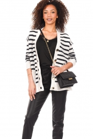 Be Pure :  Striped cardigan Mae | black & white - img4