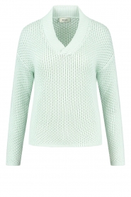Be Pure |  Knitted V-neck sweater Mel | green  | Picture 1