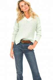 Be Pure |  Knitted V-neck sweater Mel | green  | Picture 5