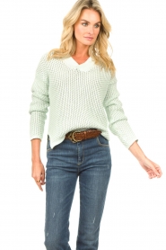Be Pure |  Knitted V-neck sweater Mel | green  | Picture 6