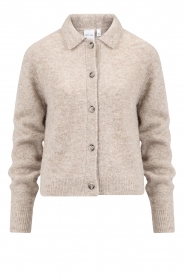Knit-ted |  Knitted cardigan with collar Danny | sand  | Picture 1