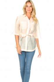 Dante6 |  Long blouse with tie waist Radical | natural  | Picture 2