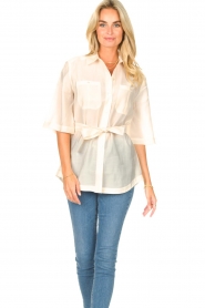 Dante 6 : Lange blouse met strikceintuur Radical | naturel  - img2