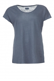 Blaumax |  Linen V-neck shirt Fine | blue  | Picture 1