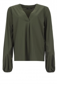 D-ETOILES CASIOPE | Travelwear top met ballonmouwen Arudy | groen 