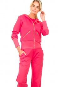 Goldbergh |  Sports cardigan with golden details Liana | pink  | Picture 2