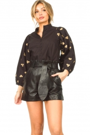Second Female |  Blouse with embroidered flowers Wisteria | black  | Picture 2