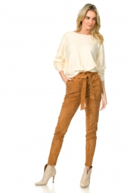 STUDIO AR :  Suede stretch pants Lotte | brown - img2