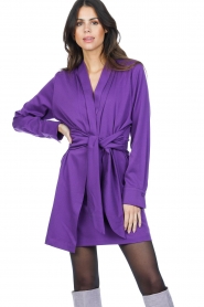 CHPTR S :  Wrap dress with tie belt Amore | purple  - img2