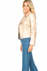 STUDIO AR |  Metallic leather biker jacket Lovato | natural  | Picture 7