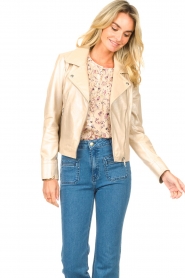 STUDIO AR |  Metallic leather biker jacket Lovato | natural  | Picture 4