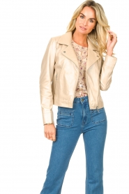 STUDIO AR |  Metallic leather biker jacket Lovato | natural  | Picture 2