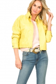 STUDIO AR |  Lambskin cropped jacket Sharone | yellow  | Picture 4