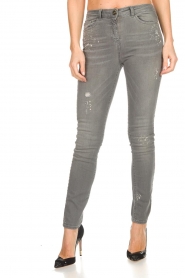 ELISABETTA FRANCHI | Skinny jeans met verfspatten Rita | grijs  | Afbeelding 3