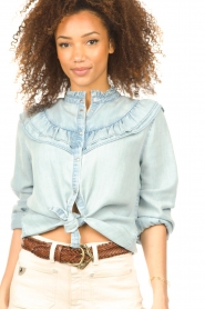 Sofie Schnoor |  Denim blouse with ruches Silke | blue  | Picture 8