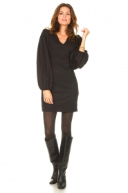Notes Du Nord |  Crêpe dress with puff sleeves Venus: black  | Picture 4