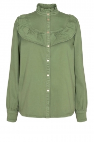  Denim blouse with ruches Silke | green