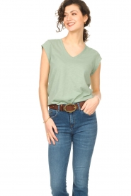 CC Heart |  T-shirt with V-neck Vera | green  | Picture 6