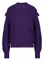 Aaiko |  Knitted sweater with shoulder details Ayla | purple  | Picture 1