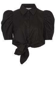 Cropped geknoopte blouse Dean | zwart 