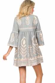 Greek Archaic Kori :  Embroidered linen dress Mally | grey - img7